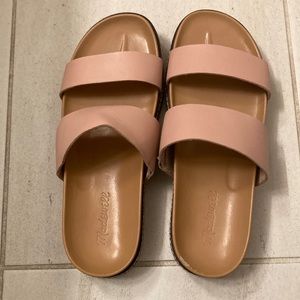 Madewell The Charley double-strap slide sandal, pink, size 8